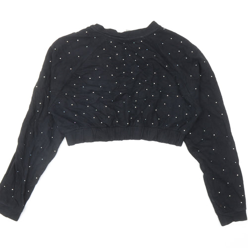 ASOS Womens Black Cotton Pullover Sweatshirt Size 12 Pullover - Cropped