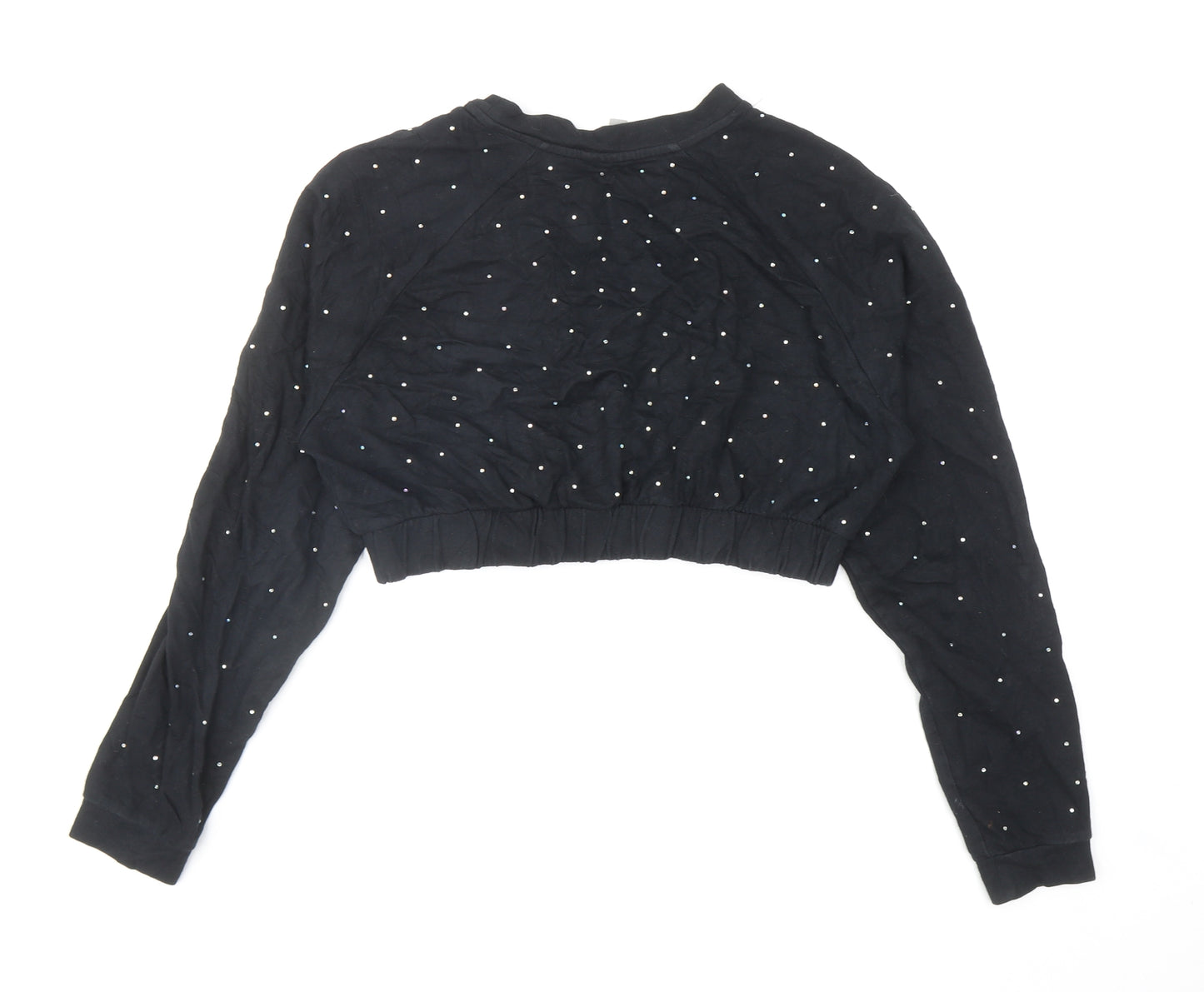 ASOS Womens Black Cotton Pullover Sweatshirt Size 12 Pullover - Cropped