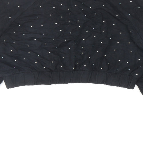 ASOS Womens Black Cotton Pullover Sweatshirt Size 12 Pullover - Cropped