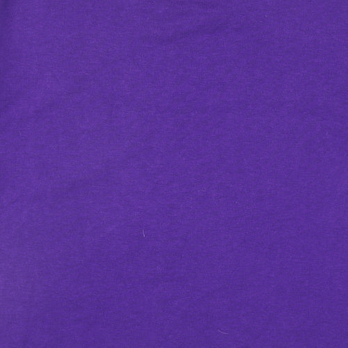 Preworn Womens Purple Round Neck Cotton Pullover Jumper Size L - Angled Pocket