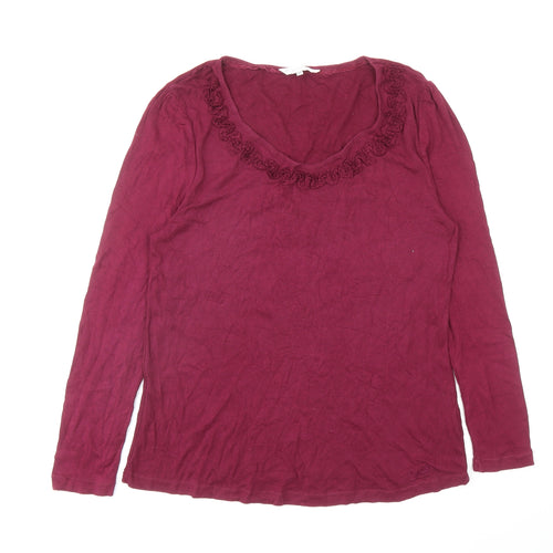 RJR. John Rocha Womens Purple Cotton Basic T-Shirt Size 18 Scoop Neck