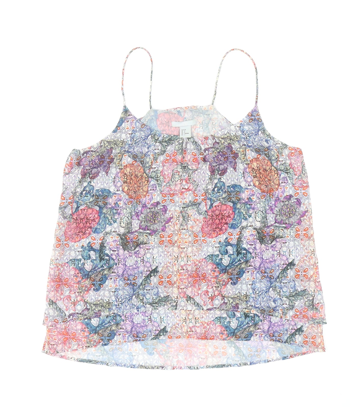 H&M Womens Multicoloured Geometric Polyester Camisole Tank Size 8 Scoop Neck