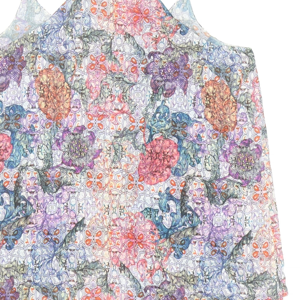 H&M Womens Multicoloured Geometric Polyester Camisole Tank Size 8 Scoop Neck