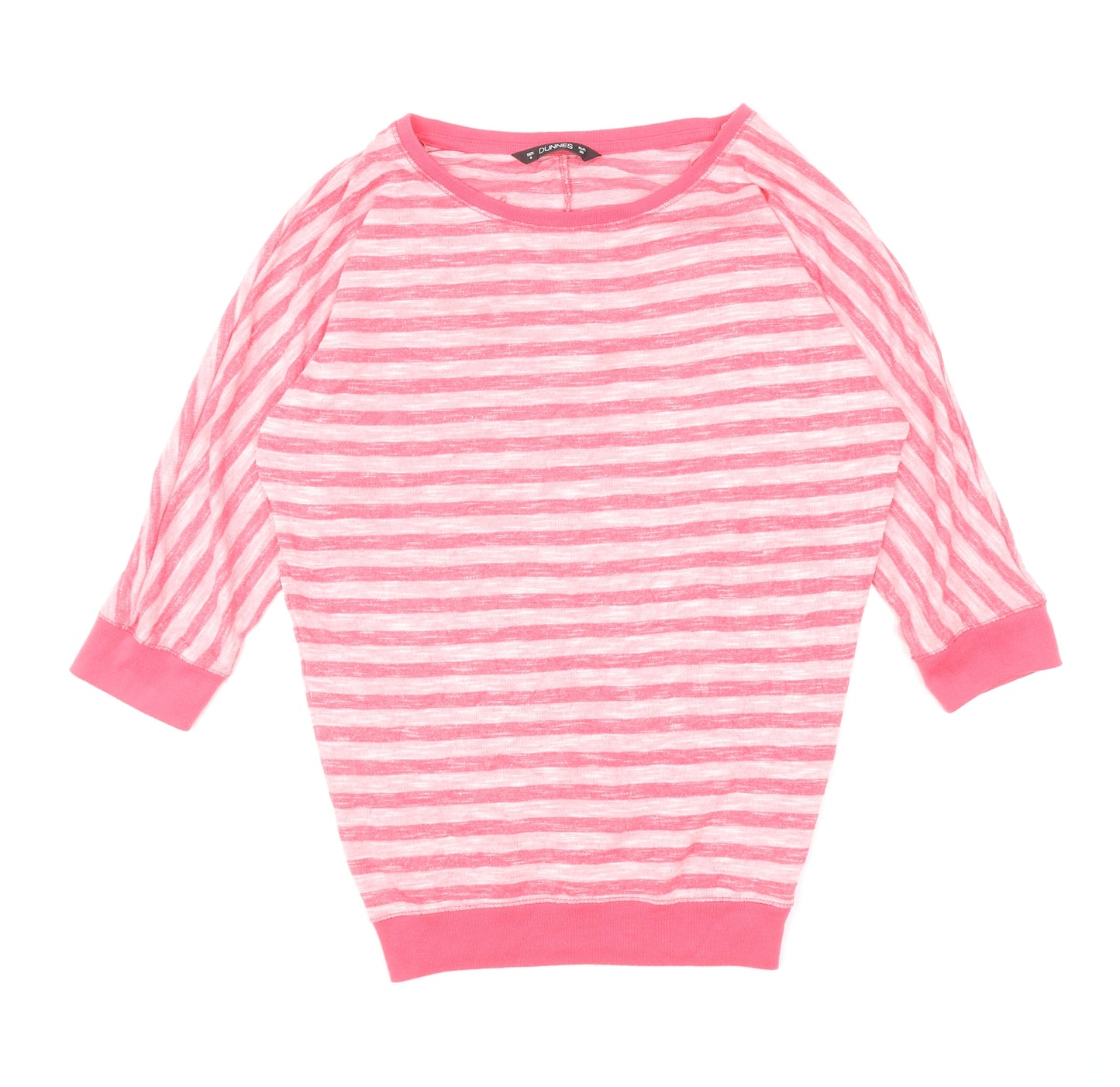 Dunnes Stores Womens Pink Boat Neck Striped Viscose Pullover Jumper Size 8