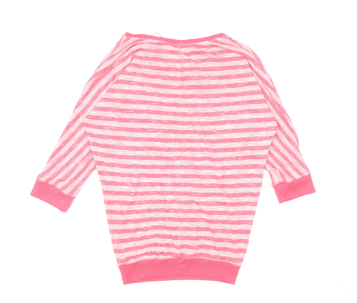 Dunnes Stores Womens Pink Boat Neck Striped Viscose Pullover Jumper Size 8
