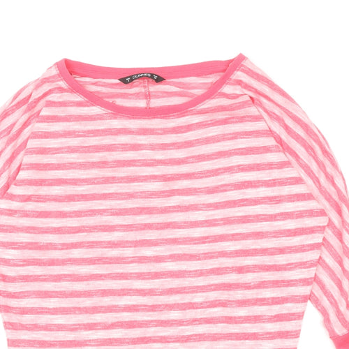 Dunnes Stores Womens Pink Boat Neck Striped Viscose Pullover Jumper Size 8
