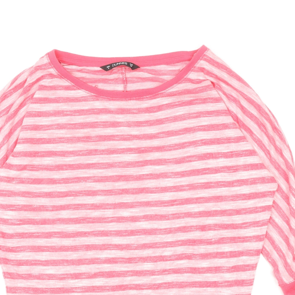 Dunnes Stores Womens Pink Boat Neck Striped Viscose Pullover Jumper Size 8