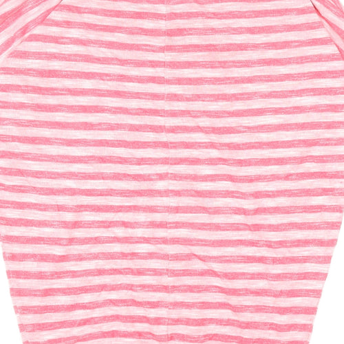 Dunnes Stores Womens Pink Boat Neck Striped Viscose Pullover Jumper Size 8
