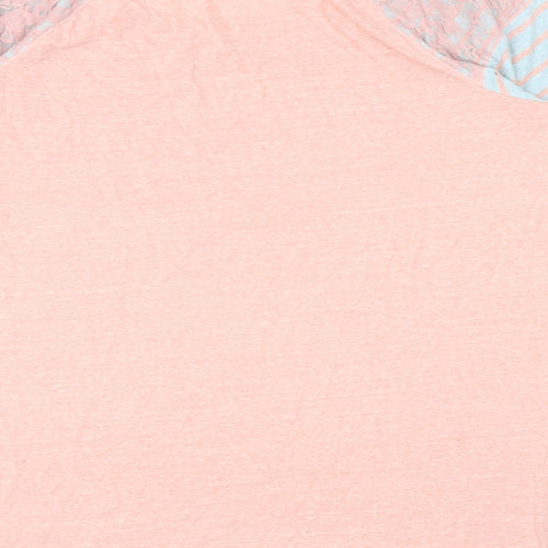 Sundry Clothing Womens Pink Colourblock Cotton Basic T-Shirt Size 2XL Scoop Neck - Lace Detail