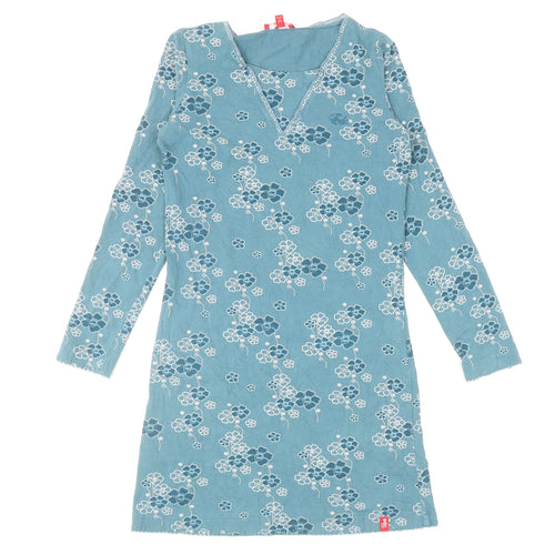 edc by Esprit Girls Blue Floral Polyester Mini Size M Square Neck Pullover