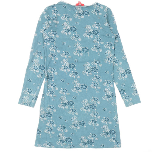 edc by Esprit Girls Blue Floral Polyester Mini Size M Square Neck Pullover
