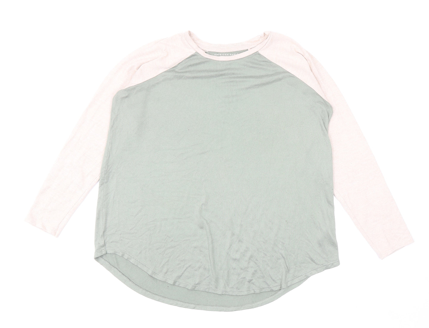 American Eagle Womens Green Round Neck Cotton Pullover Jumper Size S - Colourblock