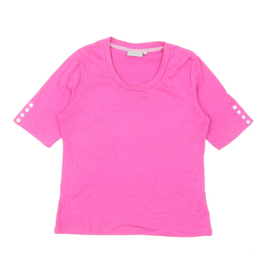 First Avenue Womens Pink Cotton Basic T-Shirt Size M Scoop Neck