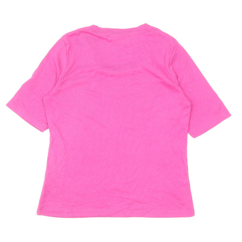 First Avenue Womens Pink Cotton Basic T-Shirt Size M Scoop Neck
