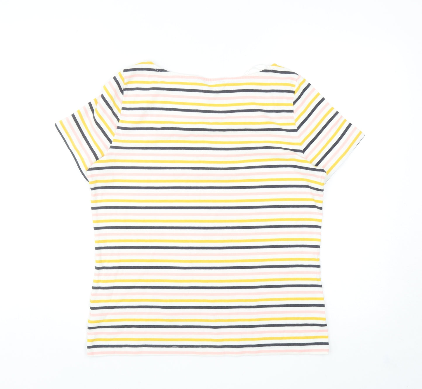 F&F Womens Multicoloured Striped Cotton Basic T-Shirt Size 16 Boat Neck