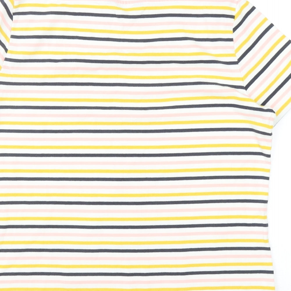 F&F Womens Multicoloured Striped Cotton Basic T-Shirt Size 16 Boat Neck