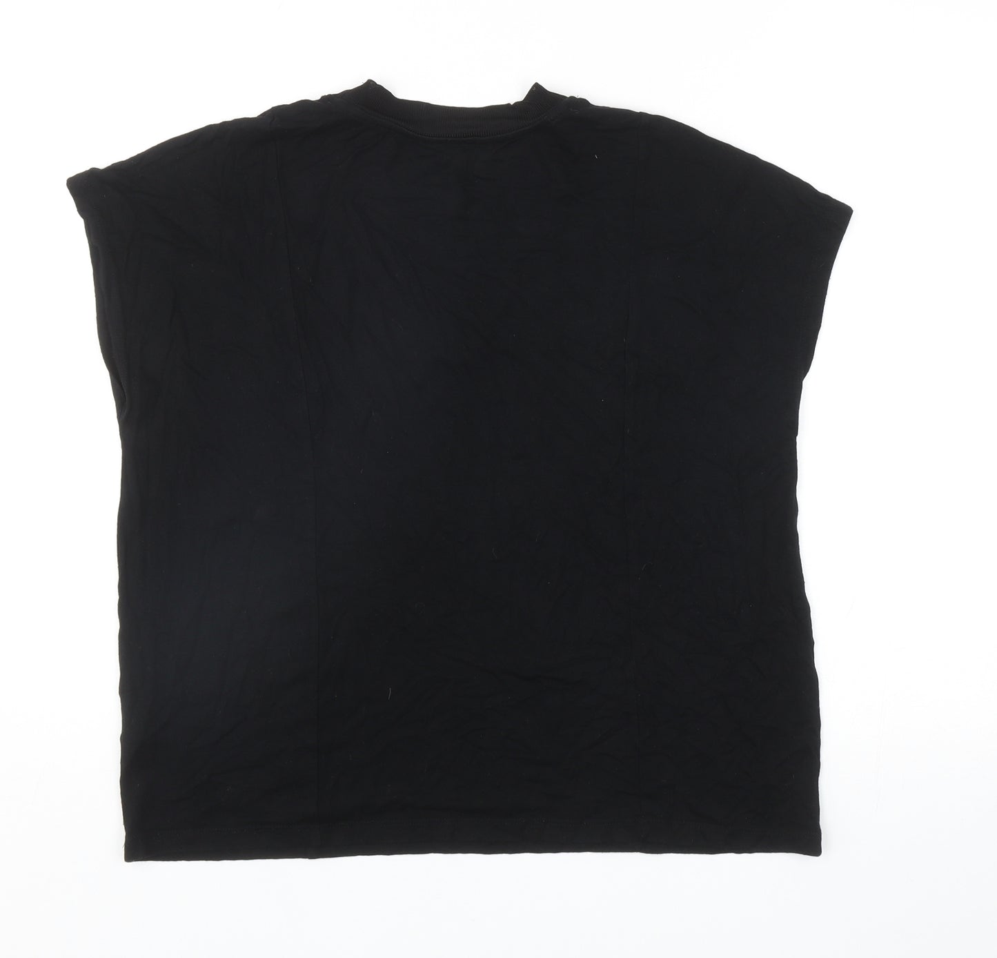 Marks and Spencer Womens Black Viscose Basic T-Shirt Size 16 V-Neck