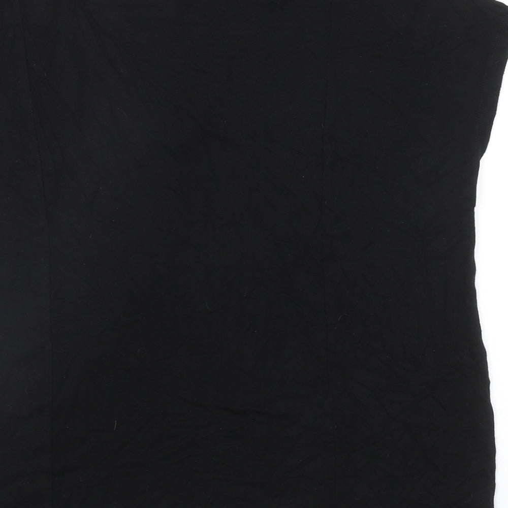 Marks and Spencer Womens Black Viscose Basic T-Shirt Size 16 V-Neck