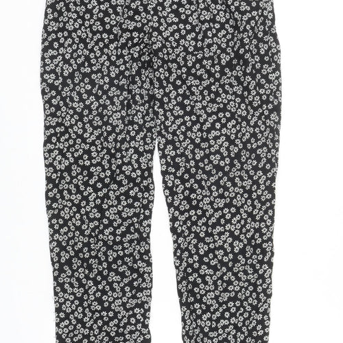 TEX Womens Black Floral Viscose Trousers Size S L28 in Regular