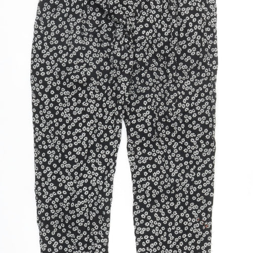 TEX Womens Black Floral Viscose Trousers Size S L28 in Regular