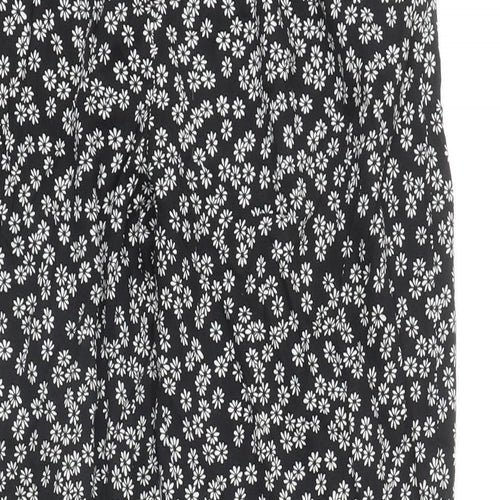 TEX Womens Black Floral Viscose Trousers Size S L28 in Regular