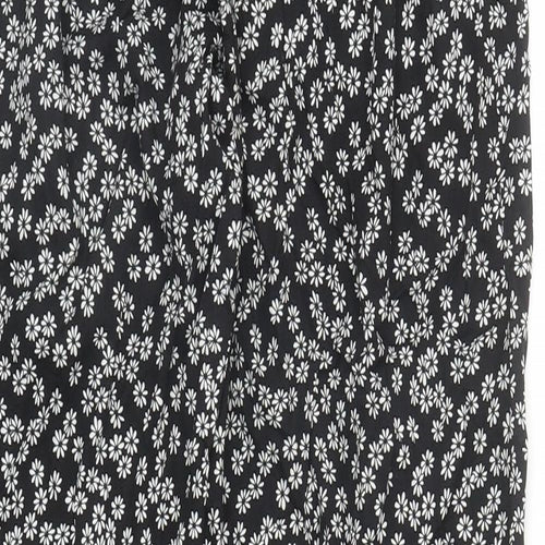 TEX Womens Black Floral Viscose Trousers Size S L28 in Regular