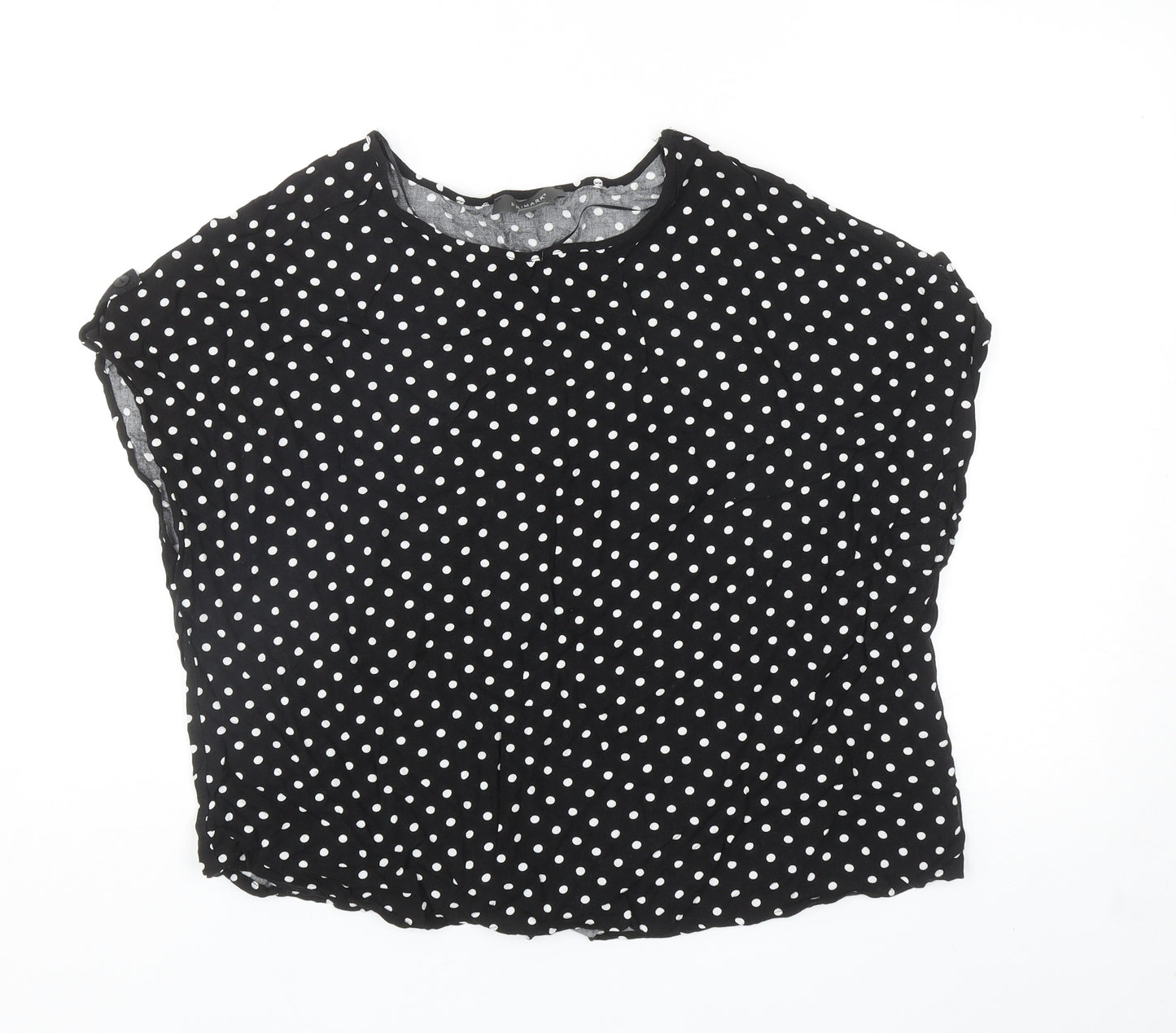 Primark Womens Black Polka Dot Viscose Basic Blouse Size 20 Boat Neck
