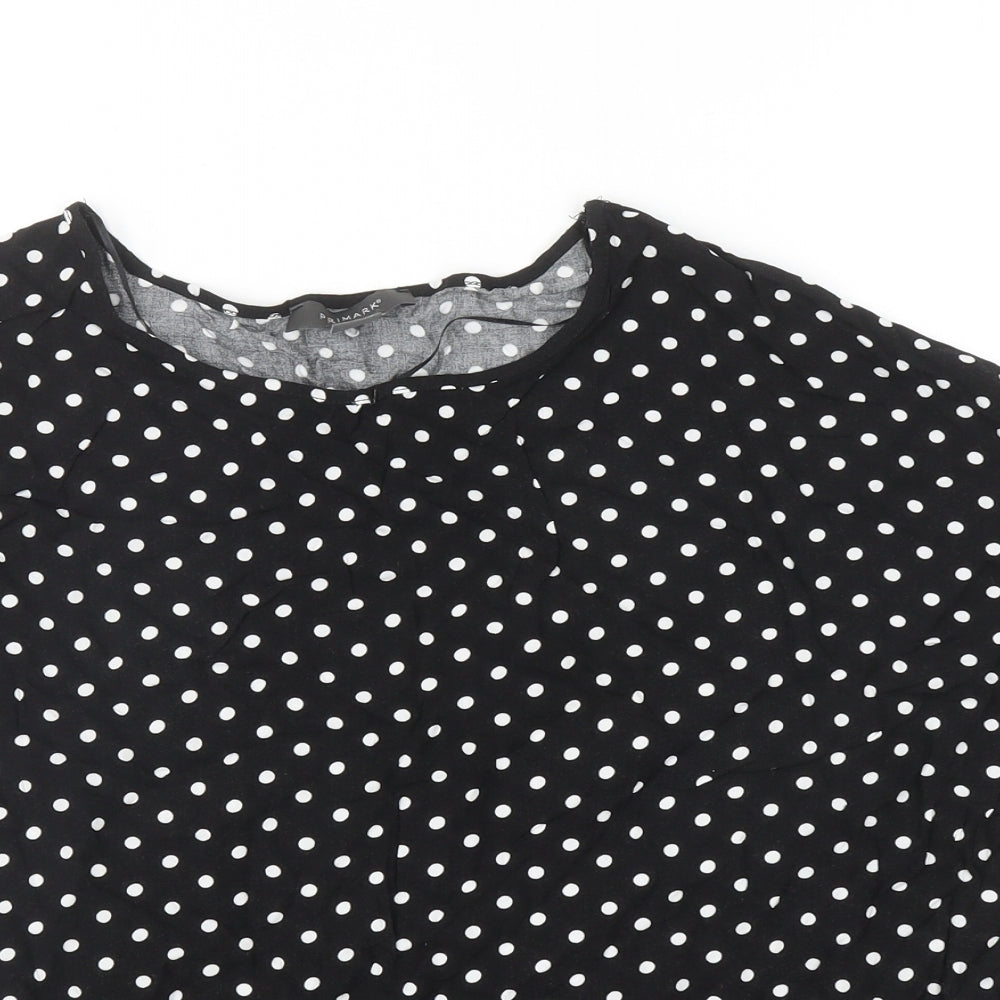 Primark Womens Black Polka Dot Viscose Basic Blouse Size 20 Boat Neck