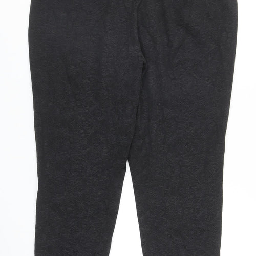 David Emanuel Womens Black Geometric Cotton Carrot Trousers Size 16 L27 in Regular Zip