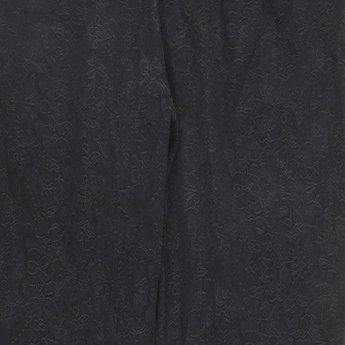 David Emanuel Womens Black Geometric Cotton Carrot Trousers Size 16 L27 in Regular Zip
