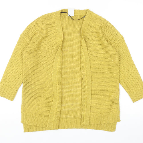 VERO MODA Womens Yellow V-Neck Acrylic Cardigan Jumper Size M