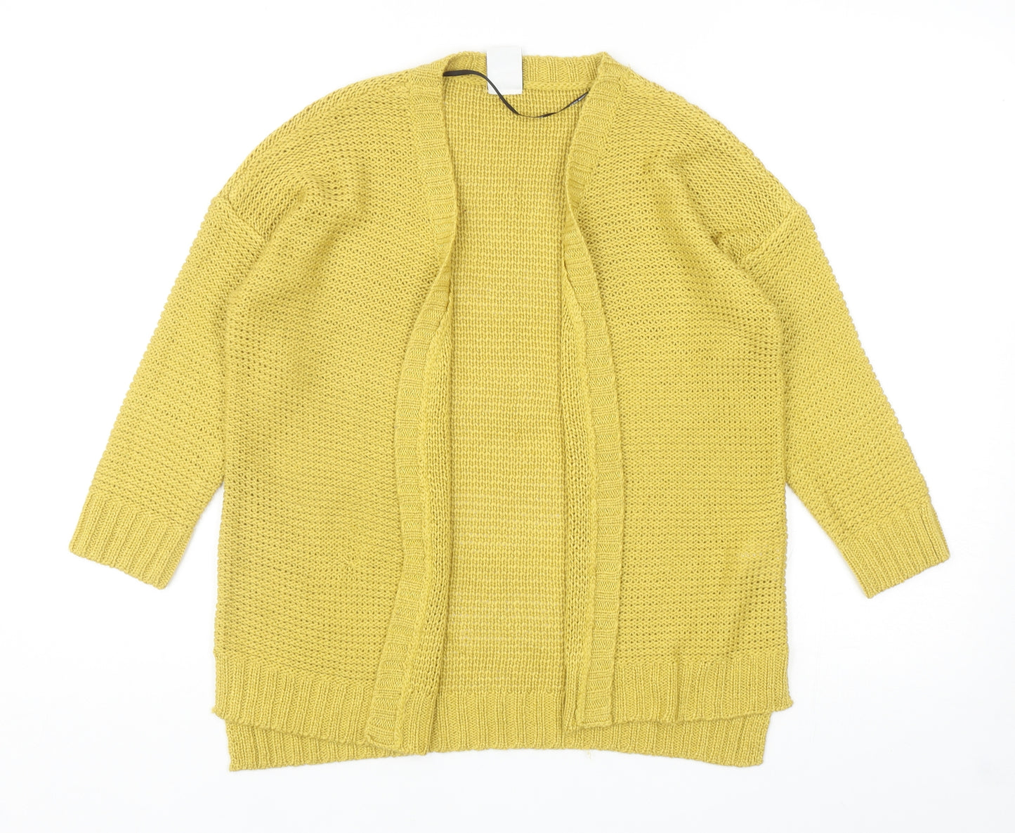 VERO MODA Womens Yellow V-Neck Acrylic Cardigan Jumper Size M