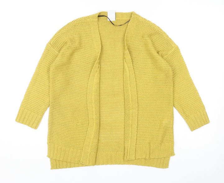 VERO MODA Womens Yellow V-Neck Acrylic Cardigan Jumper Size M