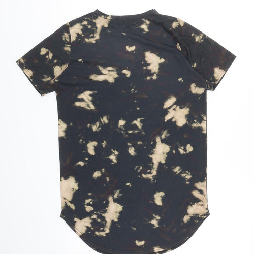Boohoo Womens Black Polyester Tunic T-Shirt Size 8 V-Neck - Beverly Hills, Tie Dye