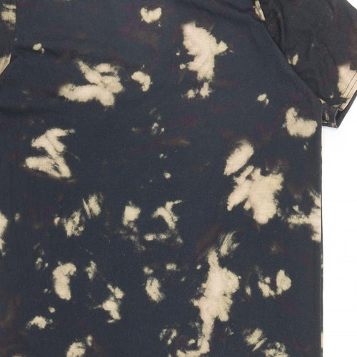 Boohoo Womens Black Polyester Tunic T-Shirt Size 8 V-Neck - Beverly Hills, Tie Dye