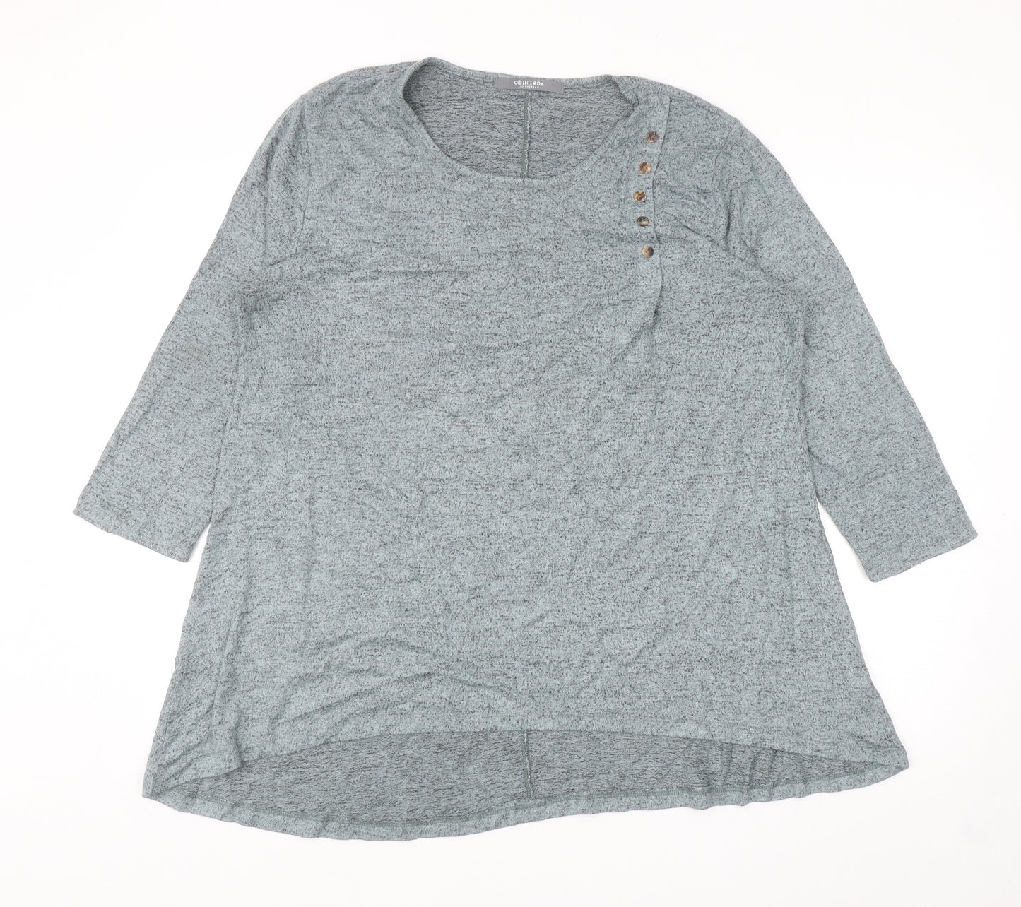COIN 1804 Womens Blue Scoop Neck Viscose Pullover Jumper Size L