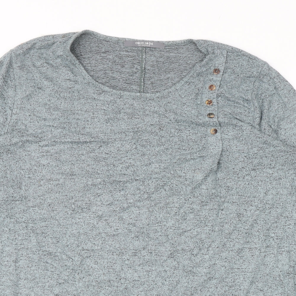 COIN 1804 Womens Blue Scoop Neck Viscose Pullover Jumper Size L