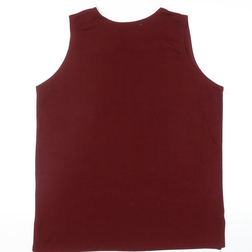 Preworn Womens Red Acetate Basic Tank Size XL Scoop Neck