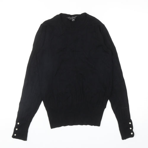 Dorothy Perkins Womens Black Round Neck Viscose Pullover Jumper Size 8