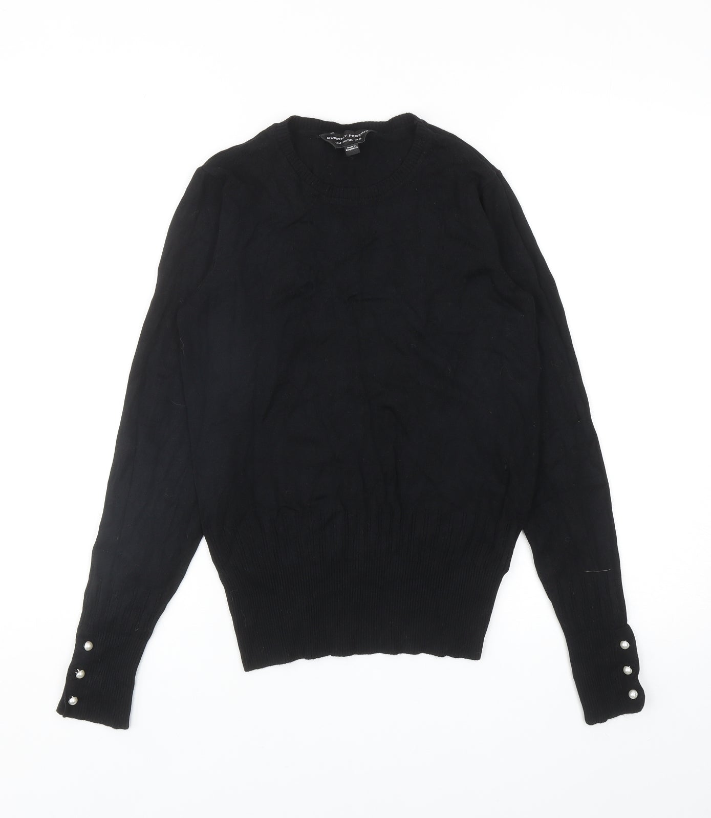 Dorothy Perkins Womens Black Round Neck Viscose Pullover Jumper Size 8