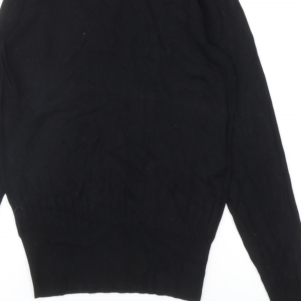 Dorothy Perkins Womens Black Round Neck Viscose Pullover Jumper Size 8