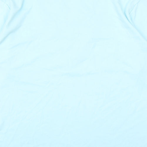 Image Womens Blue Cotton Basic T-Shirt Size L V-Neck - Embroidered Neckline