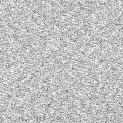 Divided Womens Grey Mock Neck Viscose Pullover Jumper Size XS - Embellished Shoulders