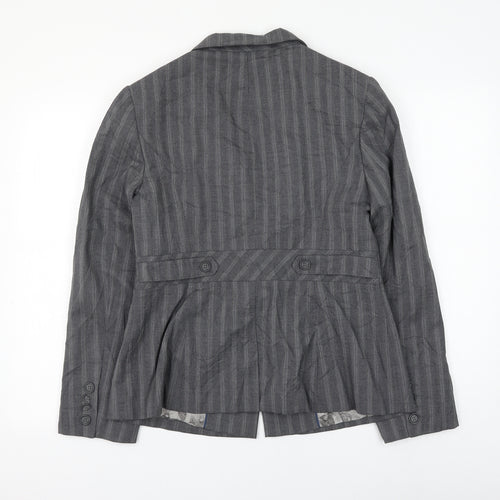 NEXT Womens Grey Striped Jacket Blazer Size 14 Button
