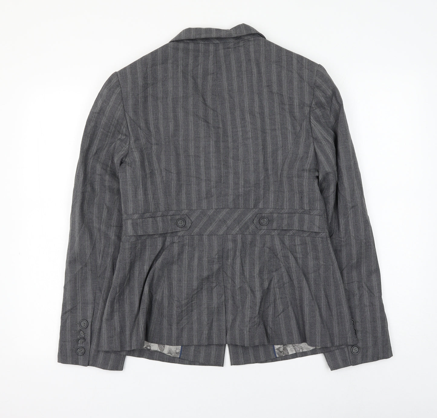 NEXT Womens Grey Striped Jacket Blazer Size 14 Button
