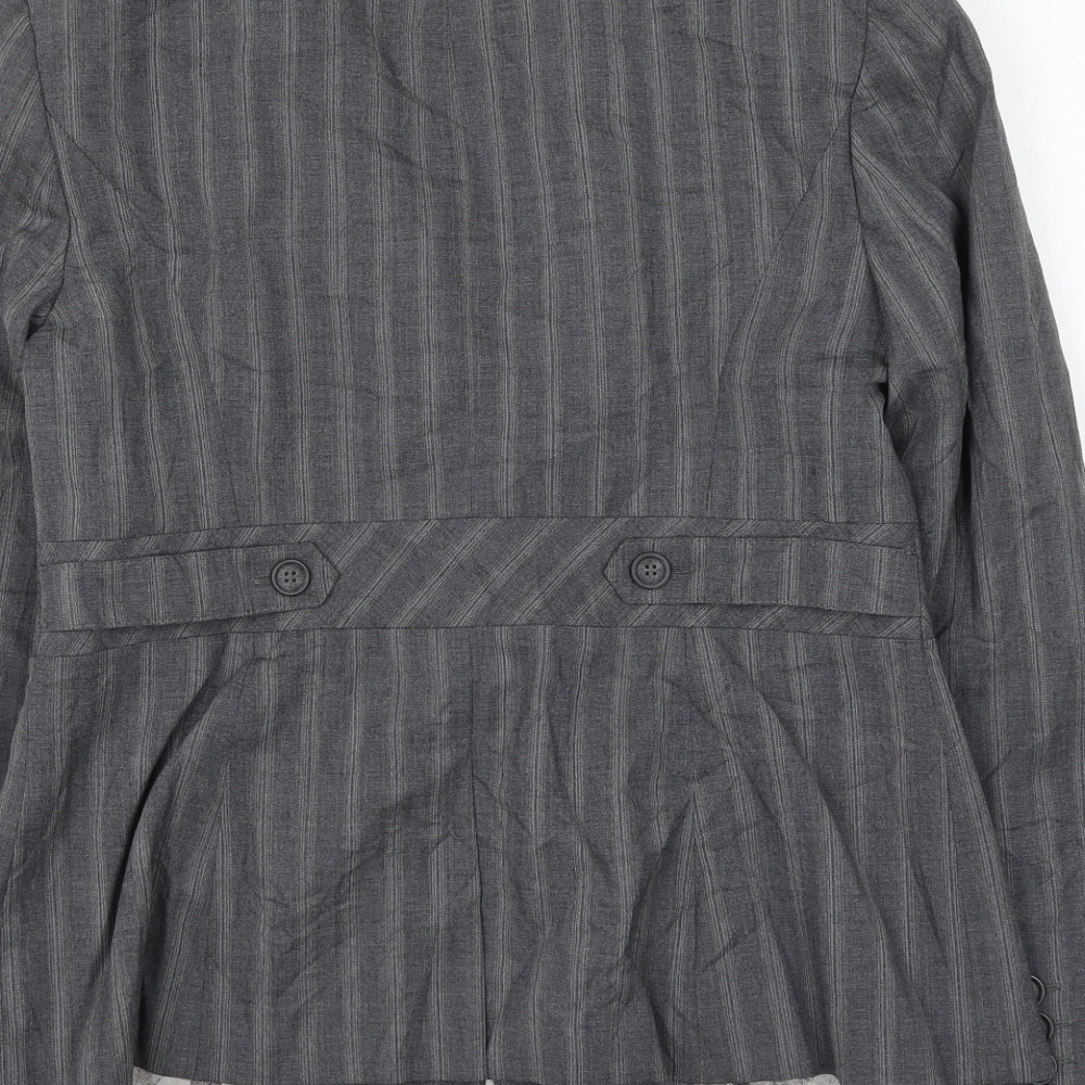 NEXT Womens Grey Striped Jacket Blazer Size 14 Button