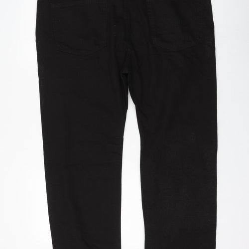 Marks and Spencer Womens Black Cotton Straight Jeans Size 40 in L29 in Regular Zip