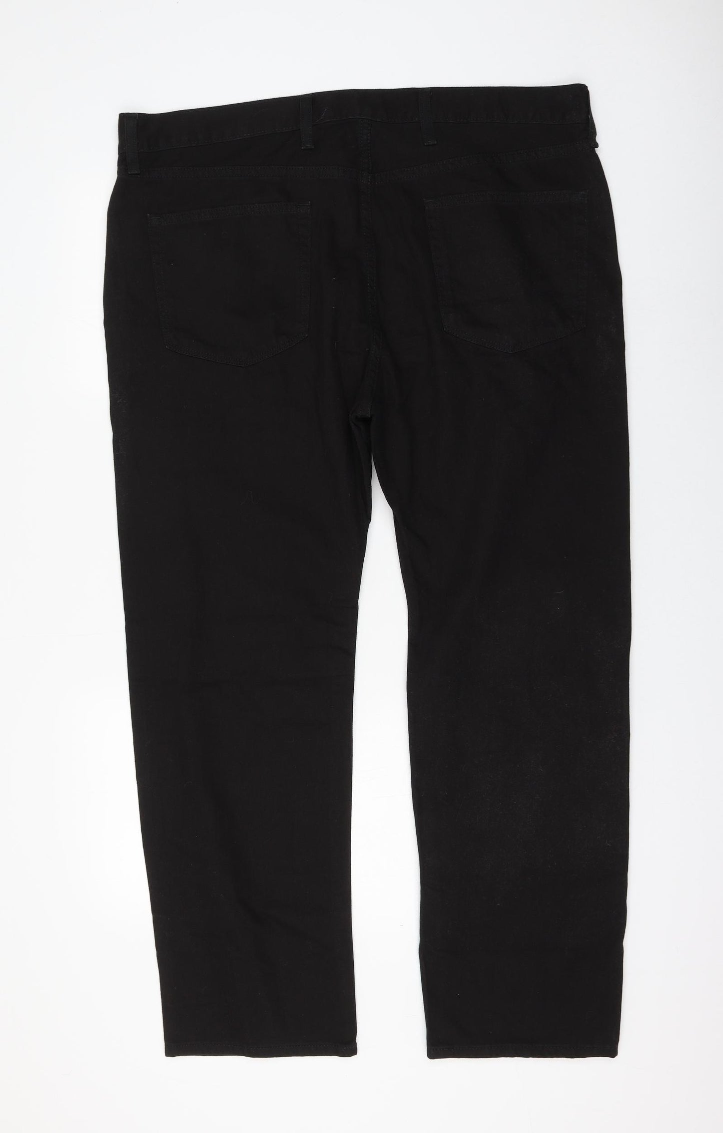 Marks and Spencer Womens Black Cotton Straight Jeans Size 40 in L29 in Regular Zip