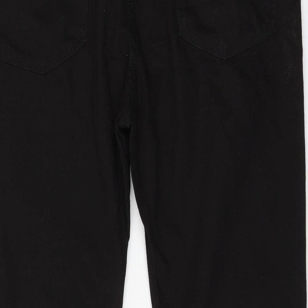 Marks and Spencer Womens Black Cotton Straight Jeans Size 40 in L29 in Regular Zip
