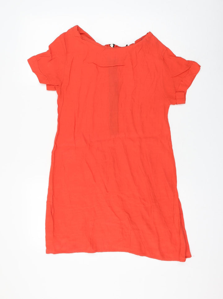 New Look Womens Red Viscose Shift Size 10 Round Neck Zip